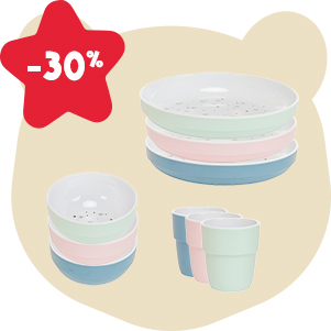 Offre Pr&eacute;maman -30% : Assiette + Bol + Gobelet